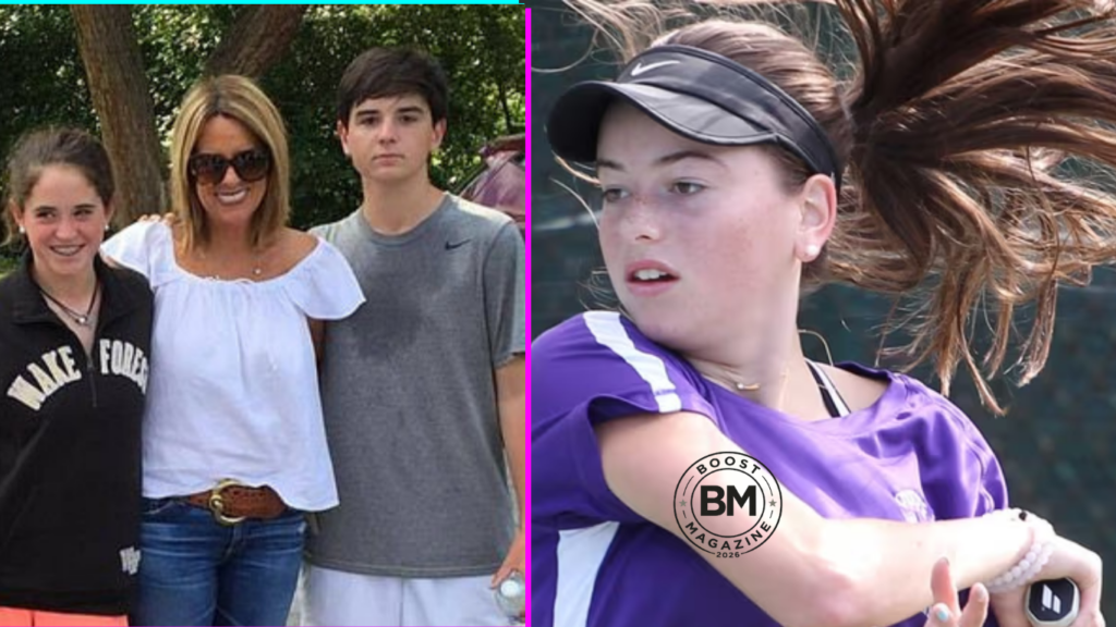 Merri Kelly Hannity smiling during a tennis event, daughter of media personality Sean Hannity, known for her athletic achievements and low-profile lifestyle.